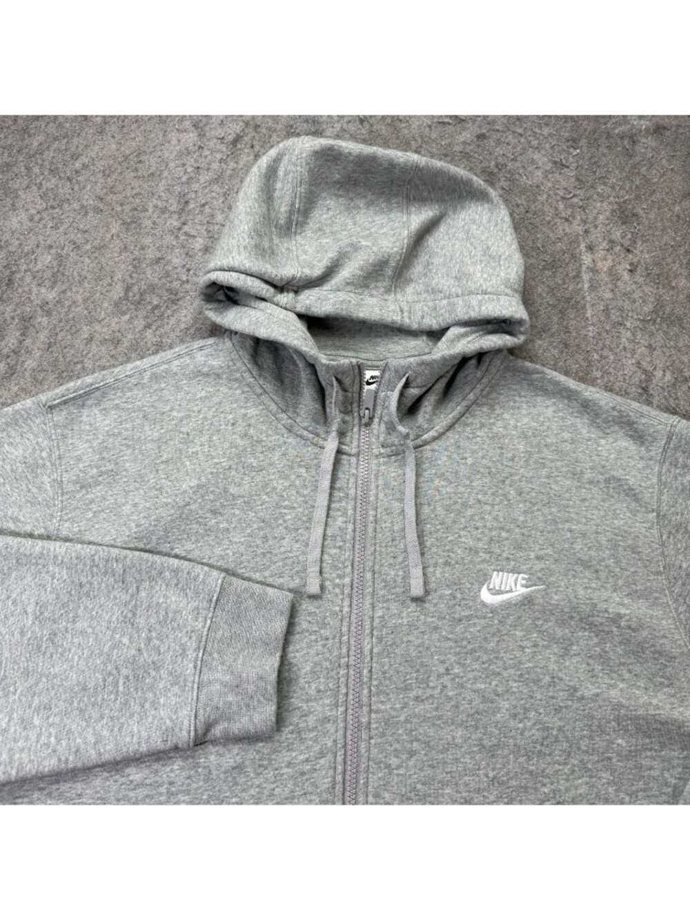 Nike Sportswear Full Zip Hoodie Men 2XL Gray Solid Fleece Drawstring BV2645